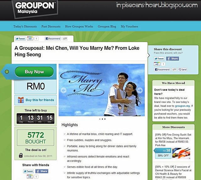 Groupon Proposal 11 | A Grouposal: Mei Chen, Will You Marry Me? From Loke Hing Seong