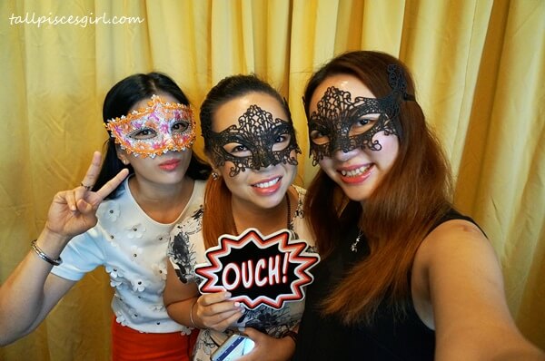 With Kelly Chin and Fiona Loh: We had to wear a masquerade mask to hide our wrinkles because we haven't start using Youth-Inducing Eye Cream yet!