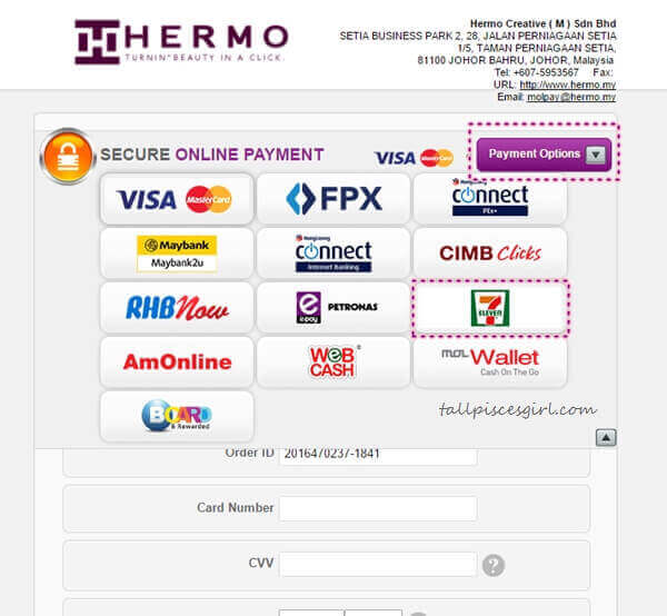 Hermo x MOLPay Step 6 - Choose 7-Eleven as Payment Option