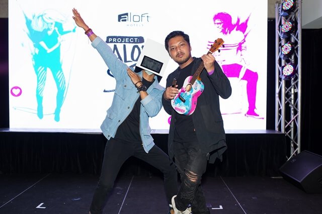 “PROJECT ALOFT STAR, AMPLIFIED BY MTV” Music Talent Discovery Competition 2017 Winner Mr.HeadBox (left) with his producer (right)